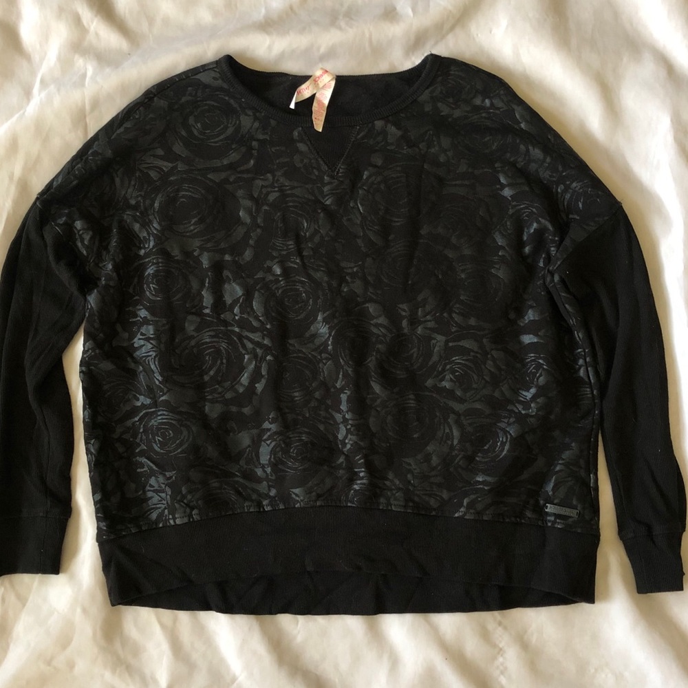 SOLD Betsey Johnson Black Sweatshirt With Roses - Picture 3 of 5